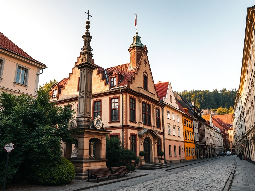 Widok na rynek w Golubiu-Dobrzyniu z okresu PRL, z widocznymi historycznymi budynkami i elementami infrastruktury miejskiej.